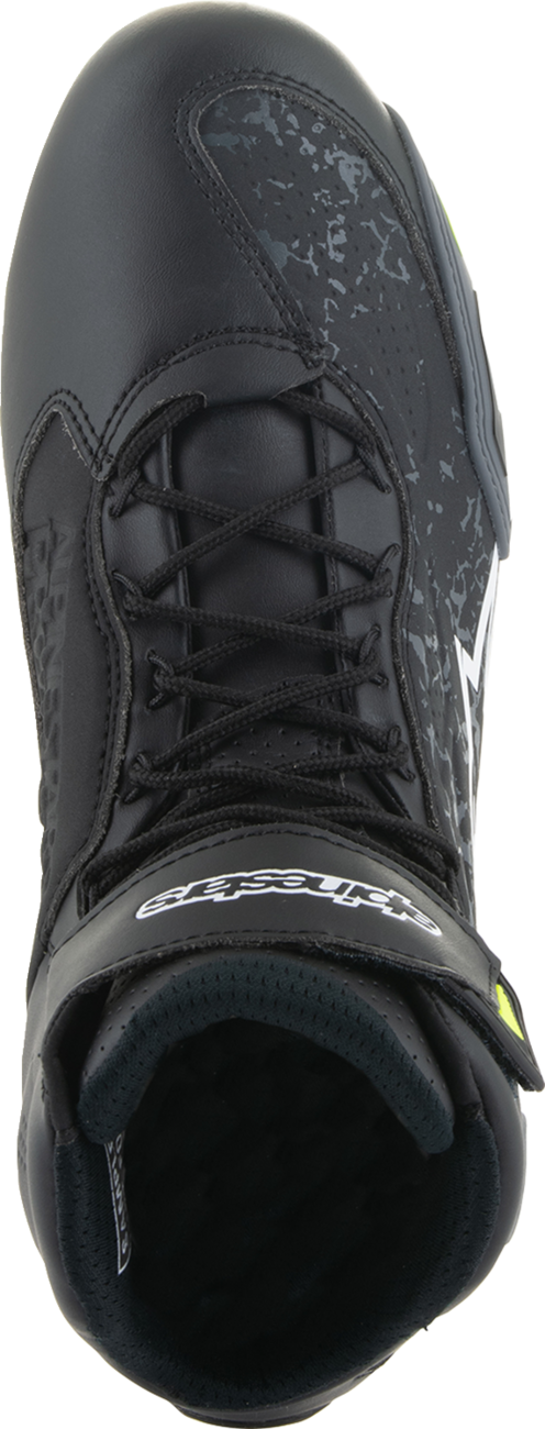 Alpinestars Faster-3 shoes in black and yellow, US size 13, featuring sporty design and durable construction.