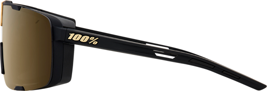 Bill's Exhausts Eastcraft sunglasses with soft tact black frames and gold mirror lenses, stylish and modern eyewear.