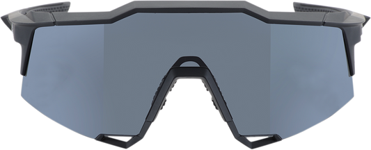 Bill's Exhausts 100% Speedcraft sunglasses in black with smoke lenses, showcasing sporty design and durable frame.
