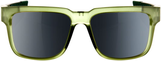 Bill's Exhausts 100% Type-S sunglasses in olive with black mirror lenses, showcasing stylish eyewear design and reflective lenses.