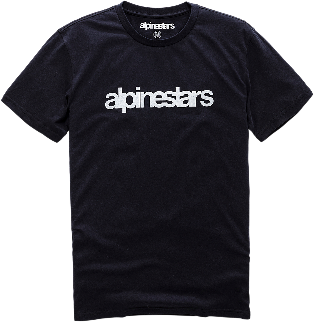 Black ALPINESTARS Heritage Word T-Shirt in 2XL, featuring bold branding and casual fit, displayed on a plain background.