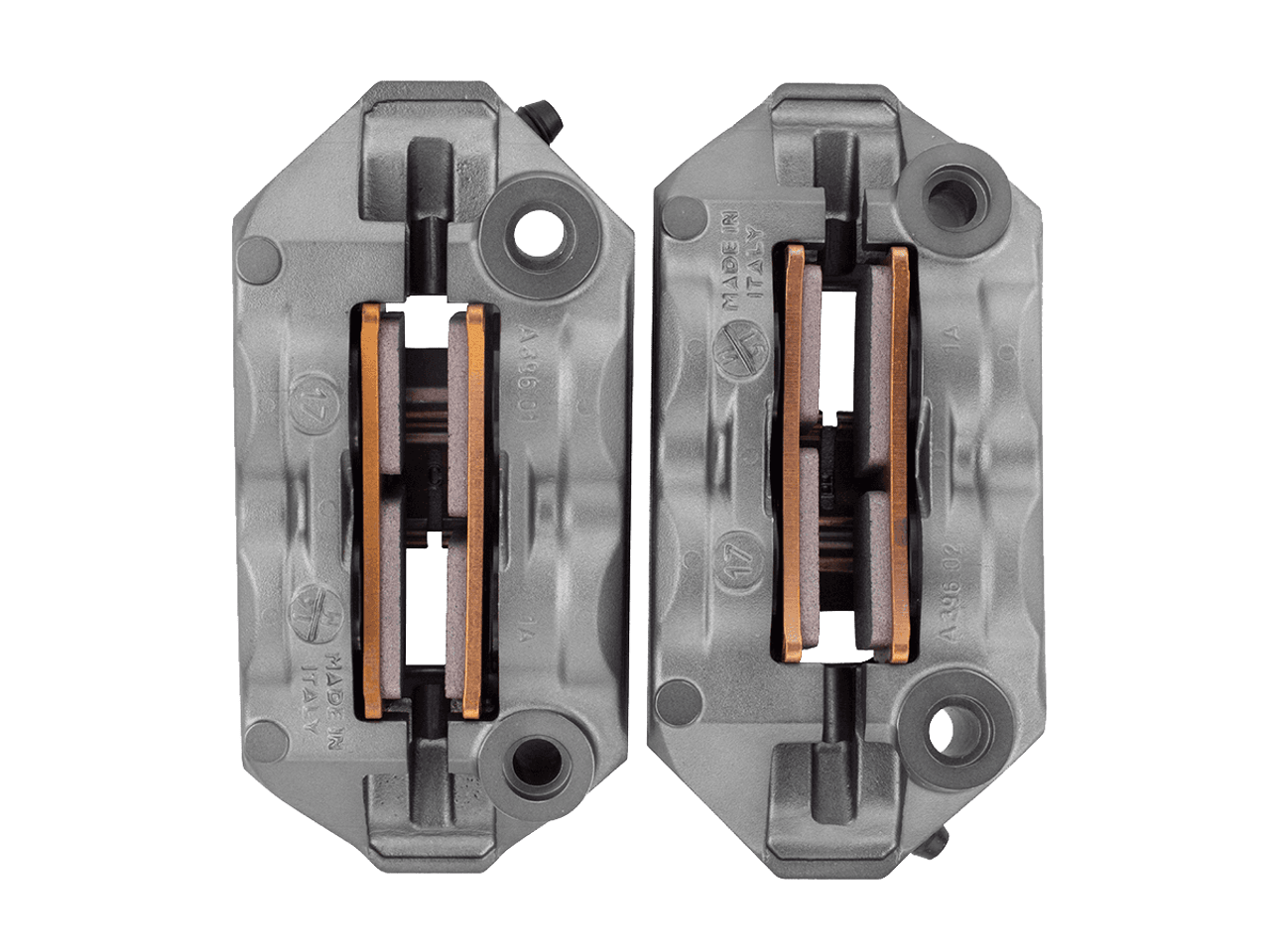Brembo 108mm M4 Cast Monobloc Caliper Set Front Titanium Gray/Red - Howling Moto