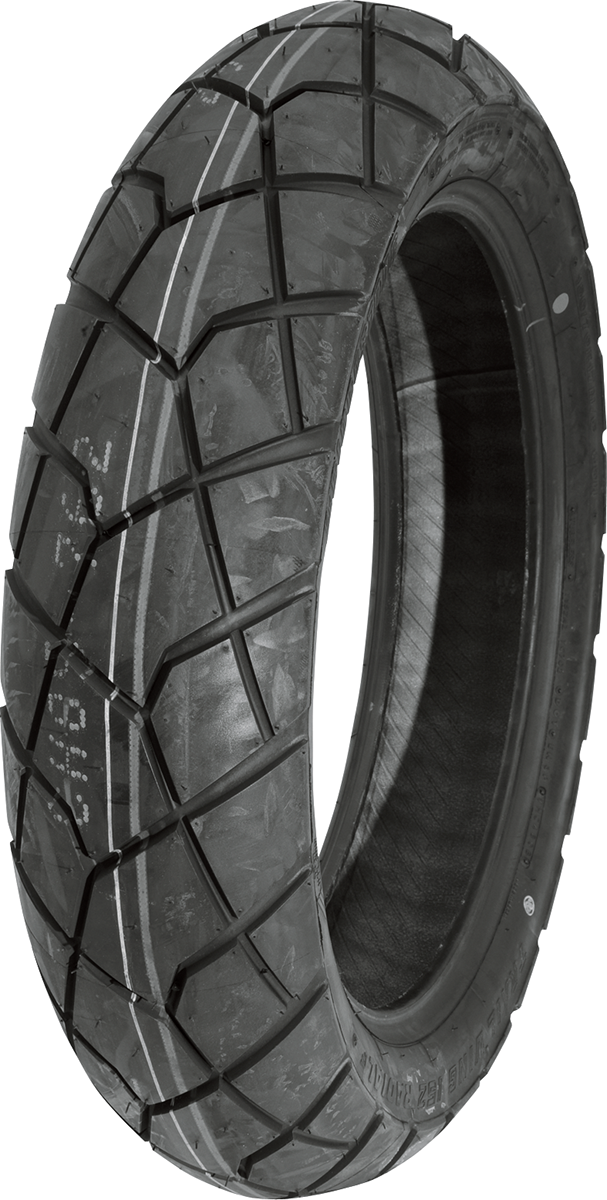 Bridgestone Trail Wing TW152 rear motorcycle tire 130/80R17 showing tread pattern and sidewall details.