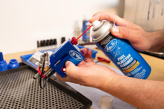 Motion Pro Fuel Injector Cleaner in an 8 oz bottle, designed to clean motorcycle fuel injectors effectively.
