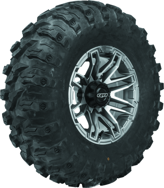 QuadBoss Stryker 14x7 aluminum wheel for powersports vehicles, part number 608467, showing the black and silver wheel design
