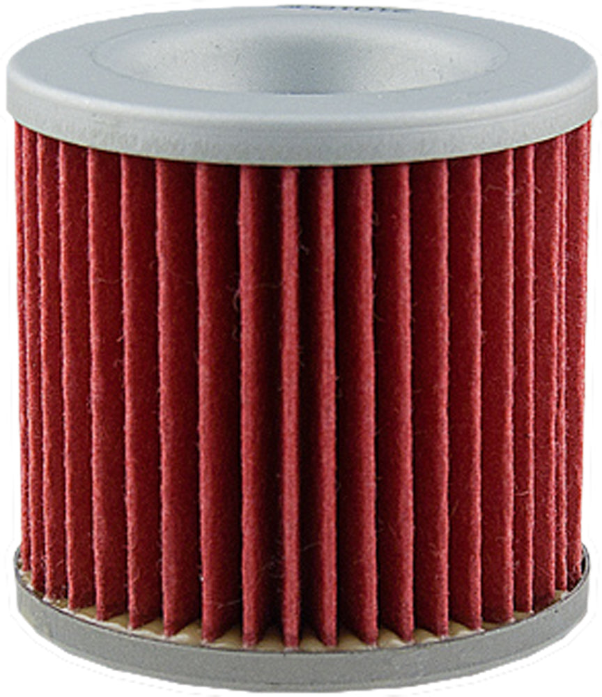 HIFLOFILTRO HF125 motorcycle oil filter showing the cylindrical filter element with brand logo and metal end caps.
