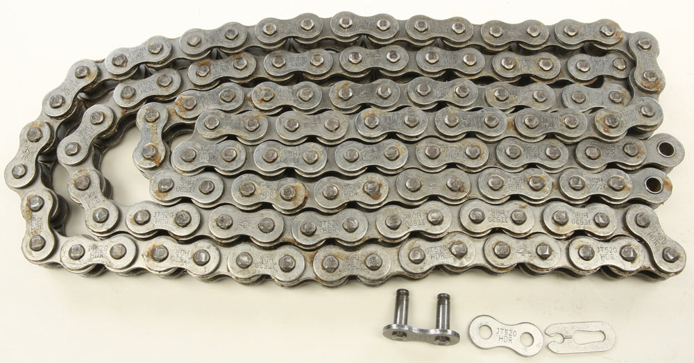Heavy duty off-road chain header by JT, model JTC520HDR120SL, with robust chains and secure mounting components.