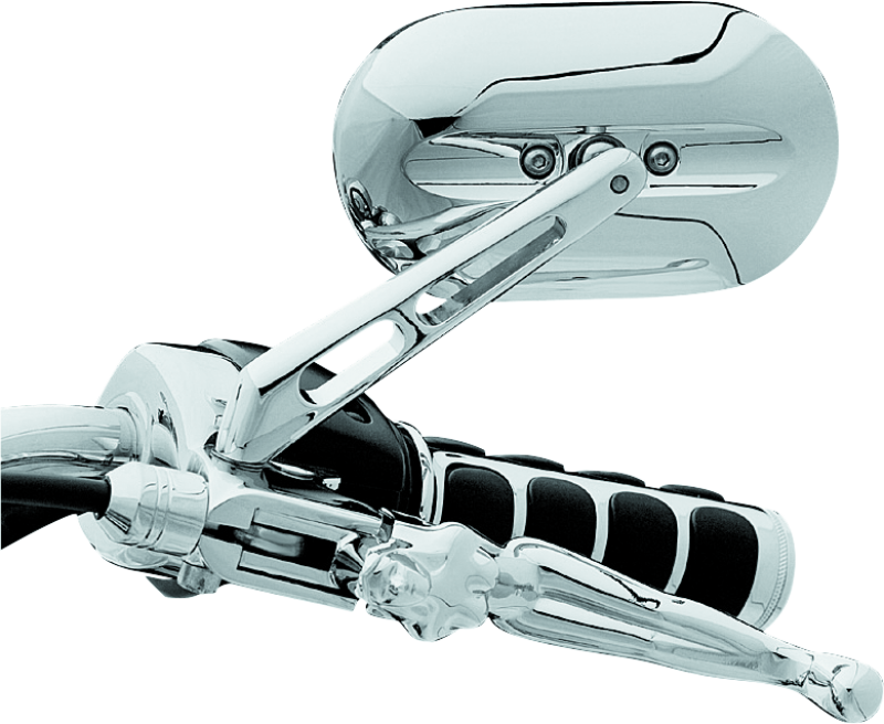 Kuryakyn Magnum large flat glass chrome mirror for Harley-Davidson motorcycles with reflective surface and sturdy mounting bracket