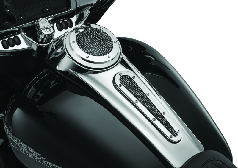Chrome mesh dash insert for Harley-Davidson Street Glide by Kuryakyn, designed to enhance the dashboard with a stylish finish.