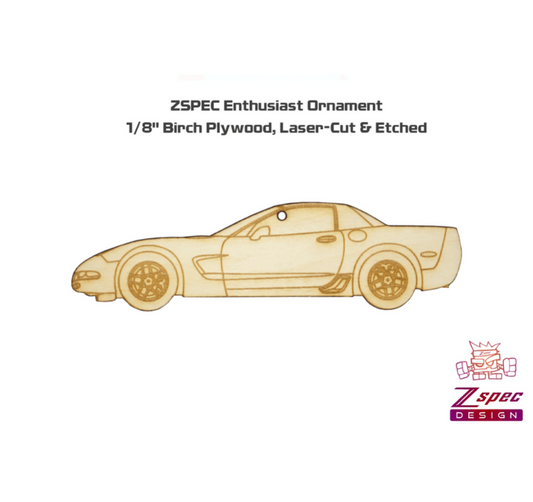 ZSPEC Laser-Engraved Wood Ornament, Style: Corvette C5 Z06, Birch - Howling Moto