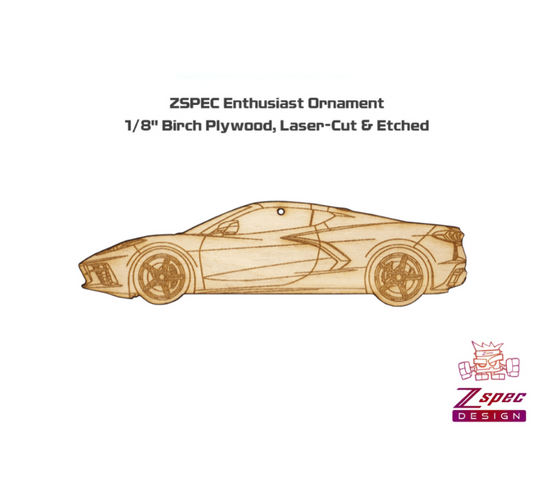 ZSPEC Laser-Engraved Wood Ornament, Style: Corvette C8, Birch - Howling Moto