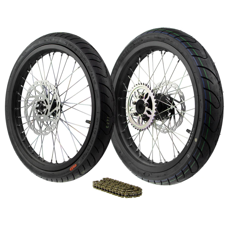 Complete Supermoto Wheel Set 17" Talaria Sting MX4 / xXx - Howling Moto