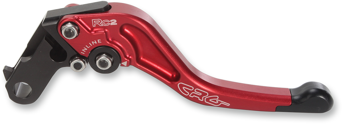 CRG RC2 Shorty clutch lever in red for motorcycles, featuring a sleek design for improved control and quick operation.