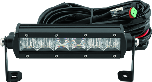 QuadBoss 6.5-inch single row LED light bar with high-intensity combo beam for powersports vehicles, shown in the image.