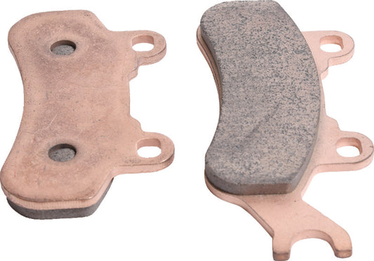 QuadBoss sintered brake pad for Can-Am Defender HD10 front left, model 2016-2017, showing the textured metal surface and brake lining