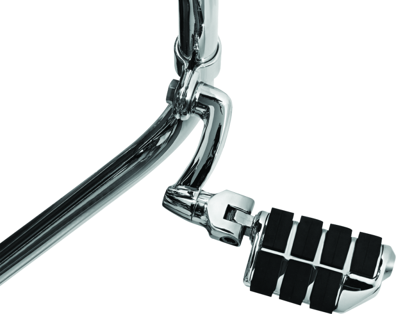 Chrome Kuryakyn Longhorn Offset Dually ISO Peg with 1-1/2 inch clamp for motorcycle handlebars, showcasing the polished metal design.