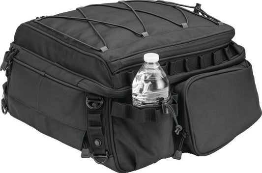 Kuryakyn Momentum Roamer motorcycle tail bag made of durable 1200 Denier textile with weather-resistant features for riding.