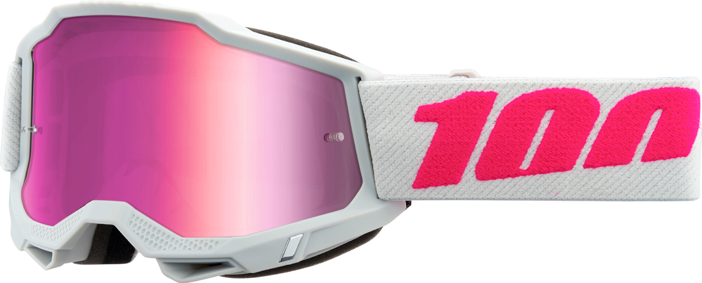 Pink mirror Accuri 2 goggles by Bill's Exhausts with a sleek design and clear straps.