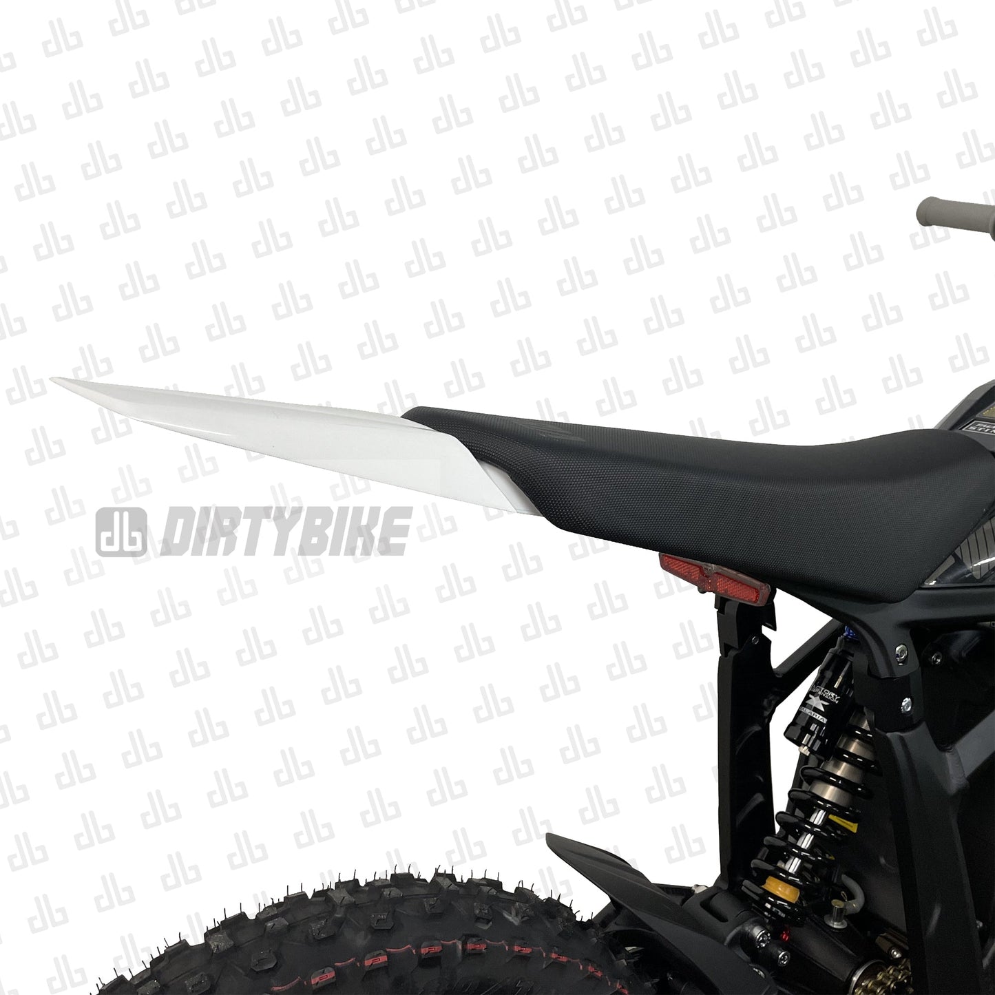 eDirtyBike Talaria Sting MX3/MX4 long rear fender providing extended mud and debris protection on the motorcycle.