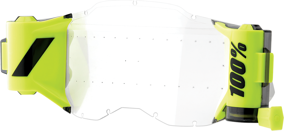 Bill's Exhausts goggles from the 100% Accuri 2, Racecraft 2, and Strata 2 Forecast Film System kit, showing clear, lightweight protective eyewear.