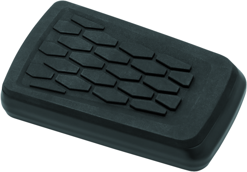 Kuryakyn Hex Brake Pedal Pad for Harley Davidson motorcycles, showing the black rubber textured surface with hex pattern design.