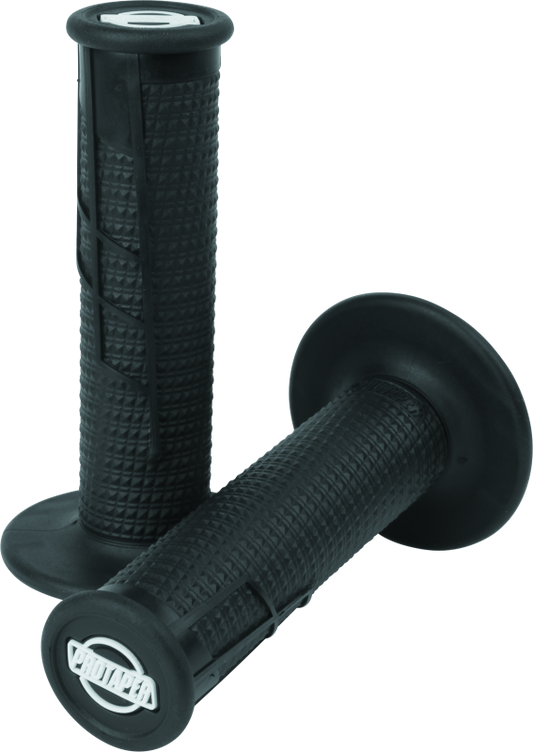 ProTaper Clamp-On 1/2 Waffle Grip in black, designed for motorcycle handlebars, featuring a textured waffle pattern for improved grip.