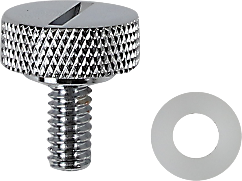 Chrome seat knob with slotted top from DRAG SPECIALTIES, featuring 1/4-20 thread for motorcycle seat adjustments.
