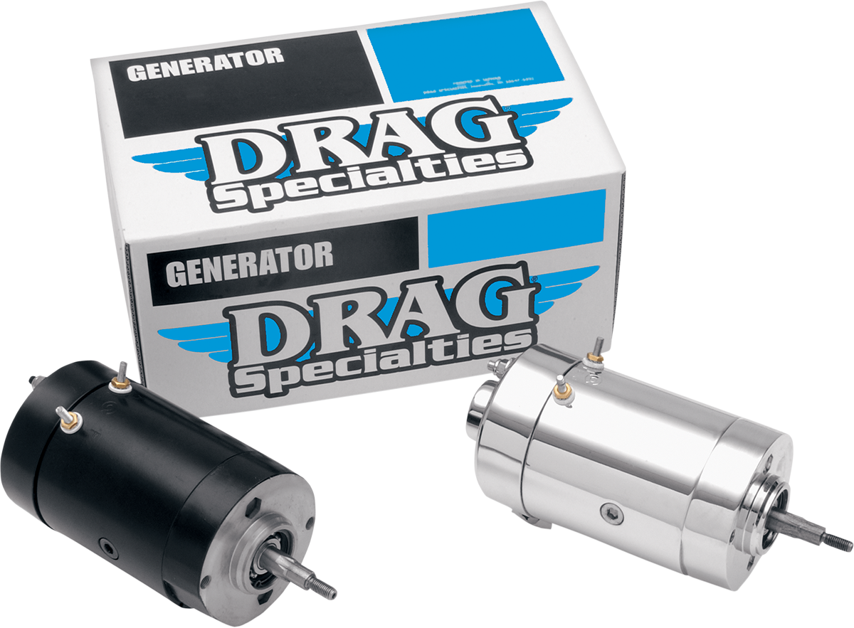 Black 12V generator from DRAG SPECIALTIES, model 29975-65A/B-BX4, featuring durable construction for motorcycle applications