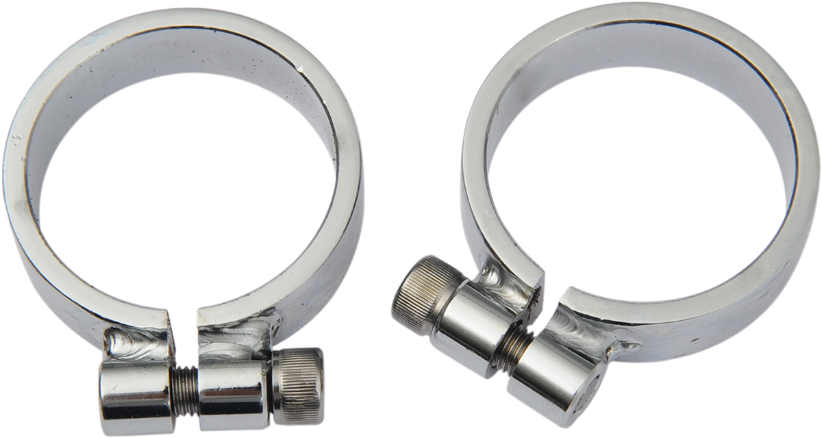 Heavy-duty exhaust port clamps by DRAG SPECIALTIES, durable metal construction for secure motorcycle exhaust connections.