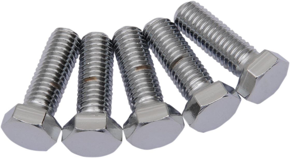 Chrome hex-head bolts by DRAG SPECIALTIES, 1/2-inch diameter, 13 threads per inch, 2-inch length, replacement pack for motorcycle parts.