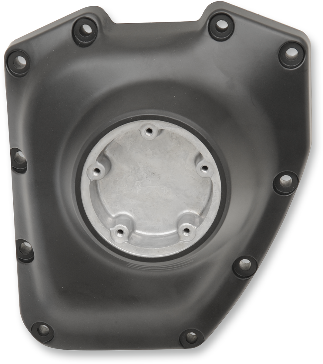 Matte black cam cover for Twin Cam models by Drag Specialties, part #25369-010FB, visible on motorcycle engine.