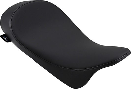 Drag Specialties low solo seat for Harley FL 2008-2023 with solar leather finish, shown from side angle.