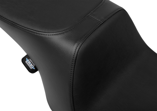 Drag Specialties Predator 2-up seat for Harley FL models 1997-2007, vinyl smooth finish, motorcycle seat with contour design.