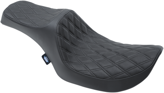 DRAG SPECIALTIES SEATS Predator III seat for FXR 1982-2000 with black diamond stitching, black leather, and detailed stitching pattern.
