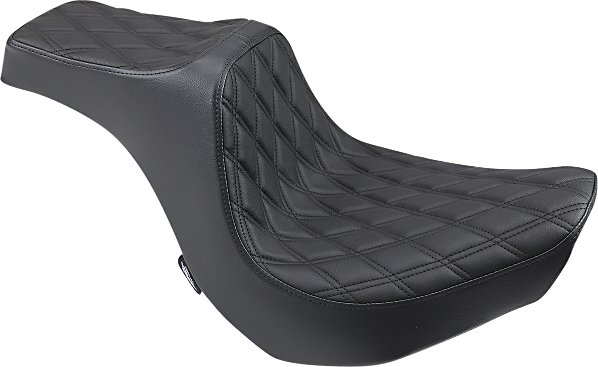 Drag Specialties Predator III Seat for Harley-Davidson FXBR/S 2018-2020 with double diamond black stitching, black leather seat.