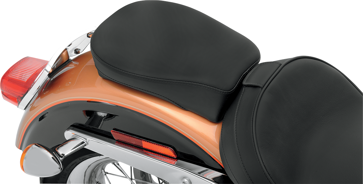 Wide Pillion Seat for FXD motorcycles by Drag Specialties Seats, smooth surface, compatible with 2006-2017 FXD models.