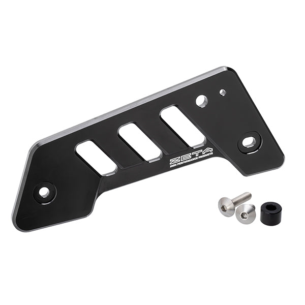 ZETA ZETA Heel Guard ZE81-2052 for motorcycle protection, CNC machined aluminum, showing detailed metal construction and mounting points.