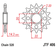 JT JTF406.16 front chain sprocket for BMW 520, 16-tooth steel construction, detailed view of sprocket teeth and metal finish