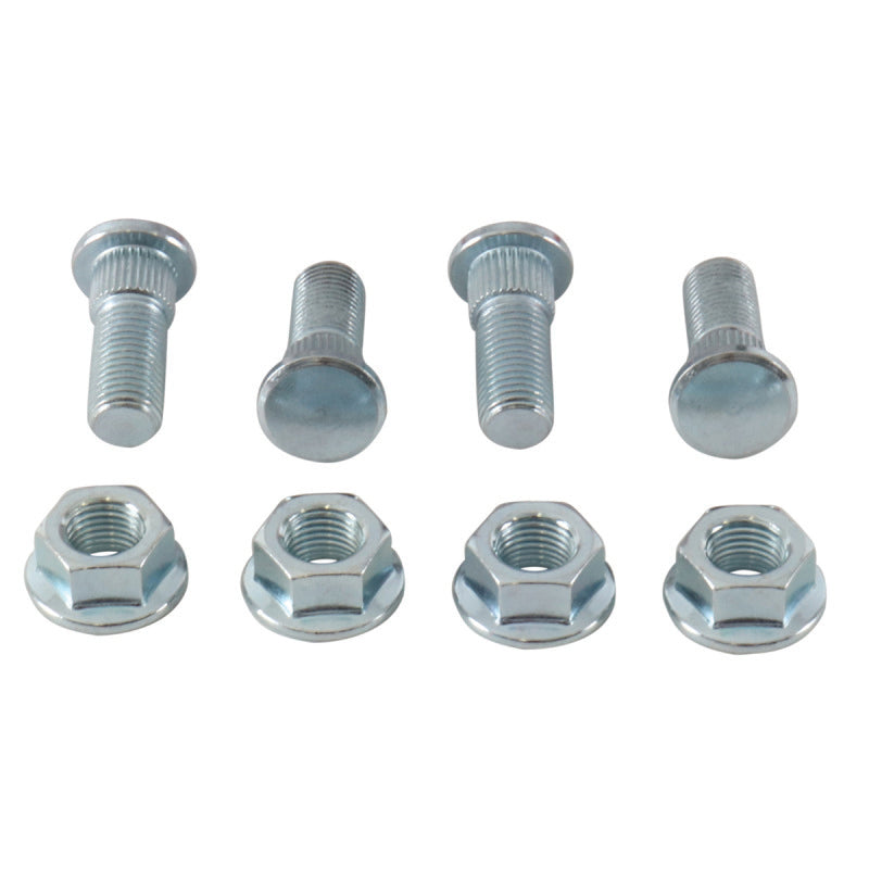 QuadBoss front wheel stud and nut kit for Polaris 300 and Magnum models, featuring durable hardware for ATV wheel assembly.