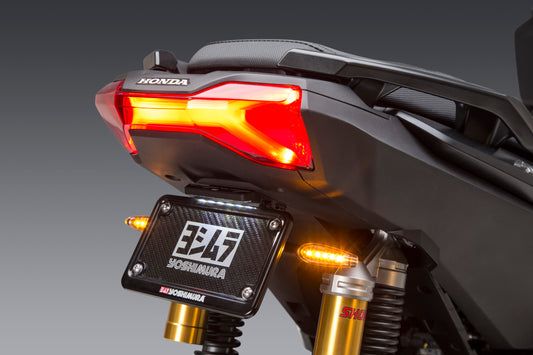 YOSHIMURA Fender Eliminator Kit for Honda motorcycles, showing sleek black license plate holder and compact design.
