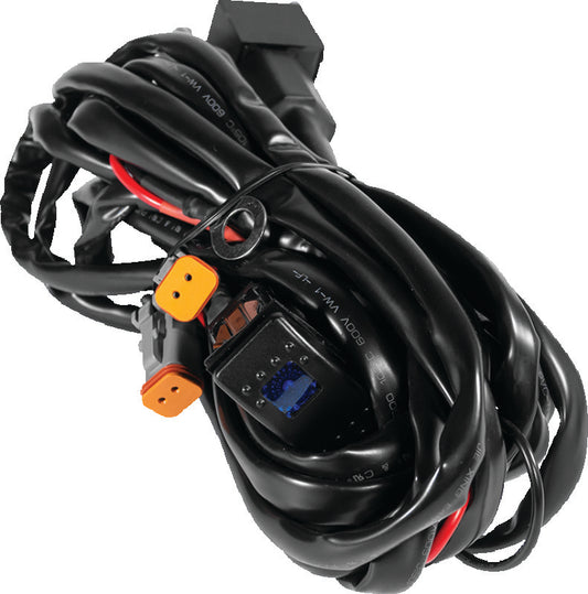 QuadBoss LED wire harness for powersports vehicles with dual DT connectors, providing reliable power connection and easy installation.
