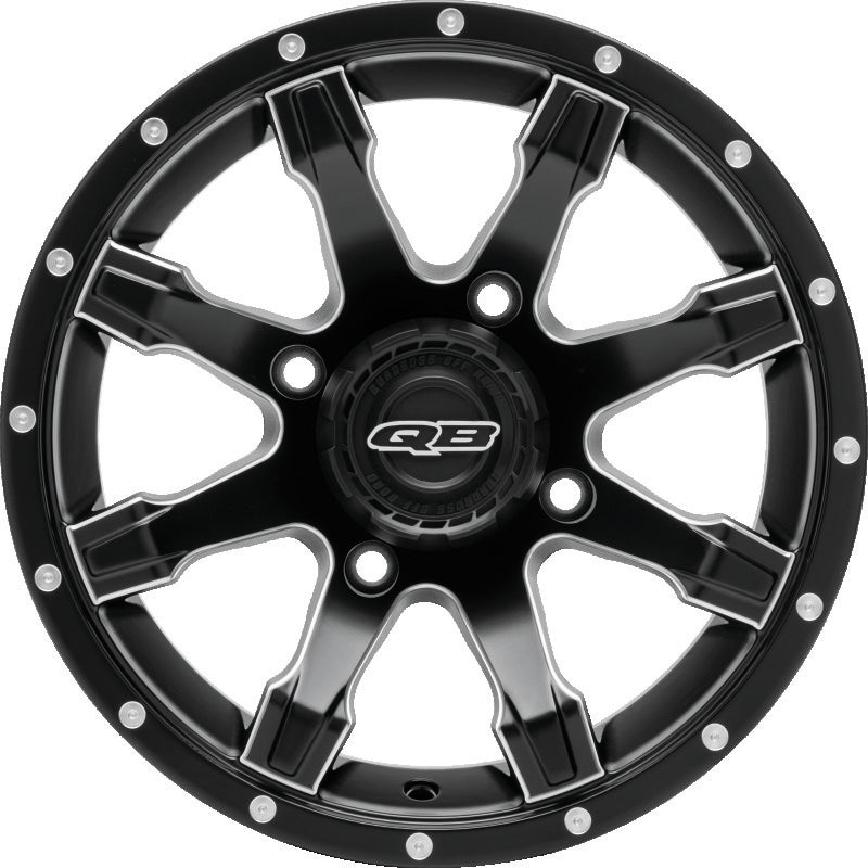 QuadBoss 14x7 wheel with 4/137 bolt pattern and 5+2 offset, designed for powersports vehicles, shown in the image.