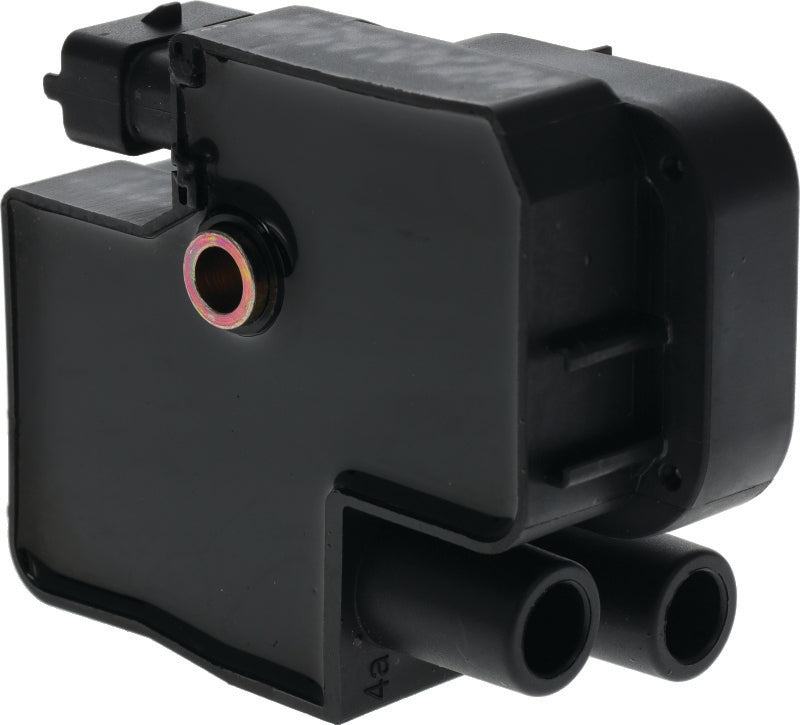 QuadBoss ignition coil for Polaris Ranger RZR XP 900 and Sportsman 700/800, showing the coil with wiring and mounting parts.