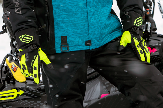 Bill's Exhausts ARCTIVA Pivot Gloves in black and hi-vis yellow, small size, showing the protective glove design and materials.