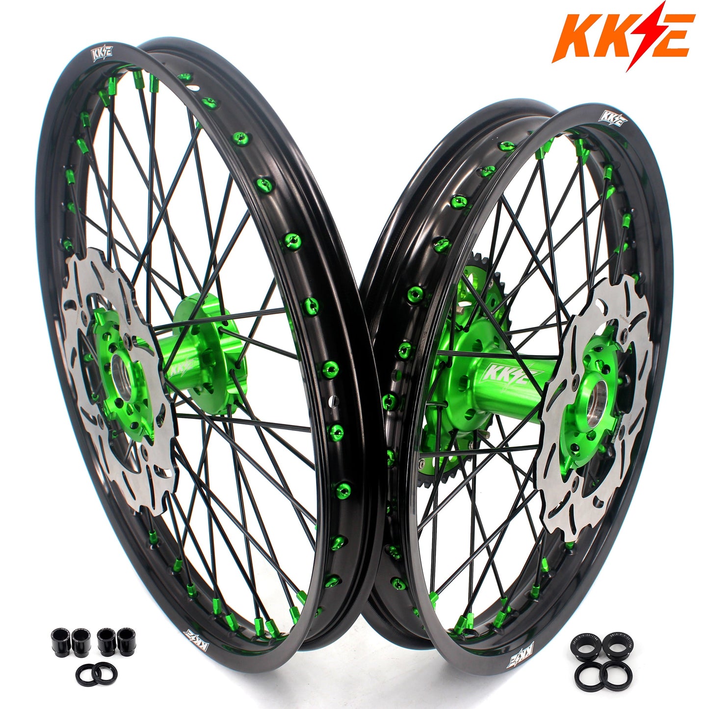 KKE 21/18 Enduro Dirtbike Spoked Wheels Rims For KAWASAKI KX250F KX450F 2006-2014 Disc - Howling Moto