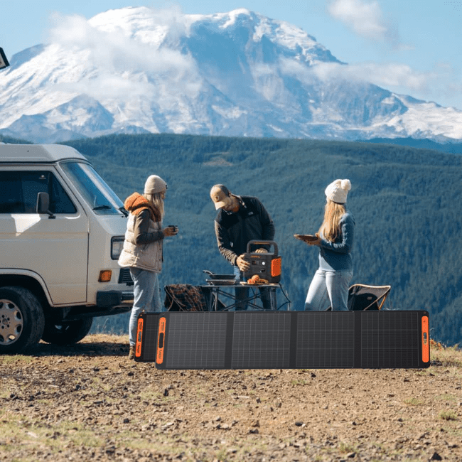 Jackery Solar Generator 2000 V2 portable power station with multiple outlets and solar panel input for outdoor energy needs
