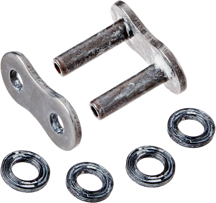 RK EXCEL 520XRE-RL drive chain rivet for 520XRE chains, heavy-duty performance, shown in a close-up with chain components visible.