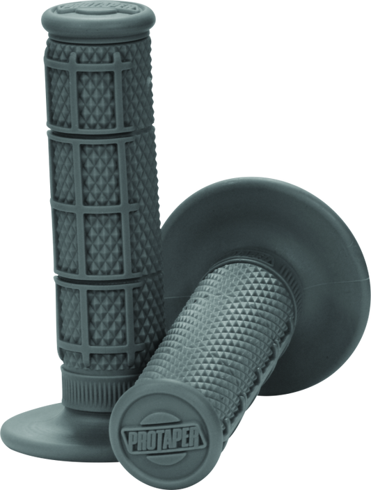 ProTaper 1/3 waffle grips in grey, designed for motorcycle handlebars, featuring textured rubber for secure grip.