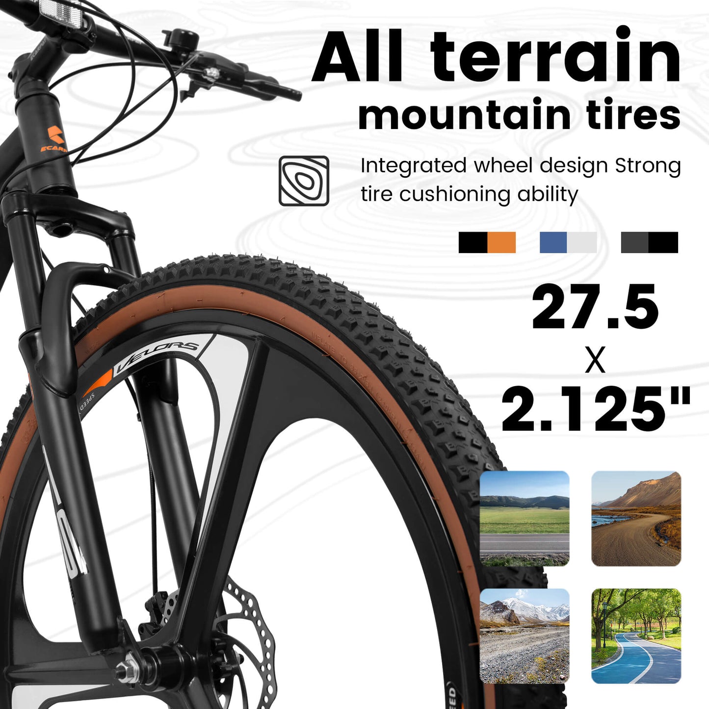 Hycline Ecarpat Cirge MTB bicycle with 27.5-inch wheels, mountain bike frame and rugged tires for off-road riding.