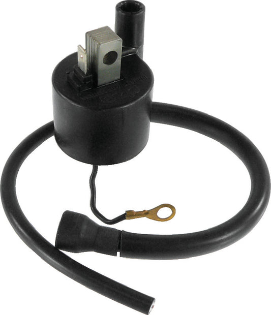 QuadBoss ignition coil for Yamaha YFM350 Raptor and Grizzly 660F, part number 463726, shown in close-up with visible coil details.